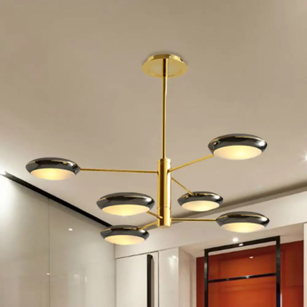 Contemporary 2-Tier Gold/Black Starburst Chandelier - Led Ceiling Lamp 6/8 Lights 6 / Gold