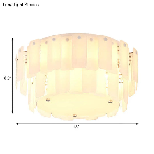 Contemporary 2-Tier White Glass Flush Mount Lamp - Multi Lights & Stylish Fixture For Living Room