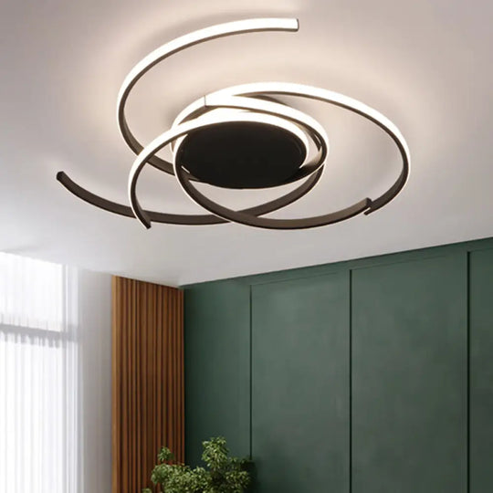 Contemporary 22’/29.5’ Wide Twisted Flush Mount Light - Led Acrylic Ceiling Lamp White/Black