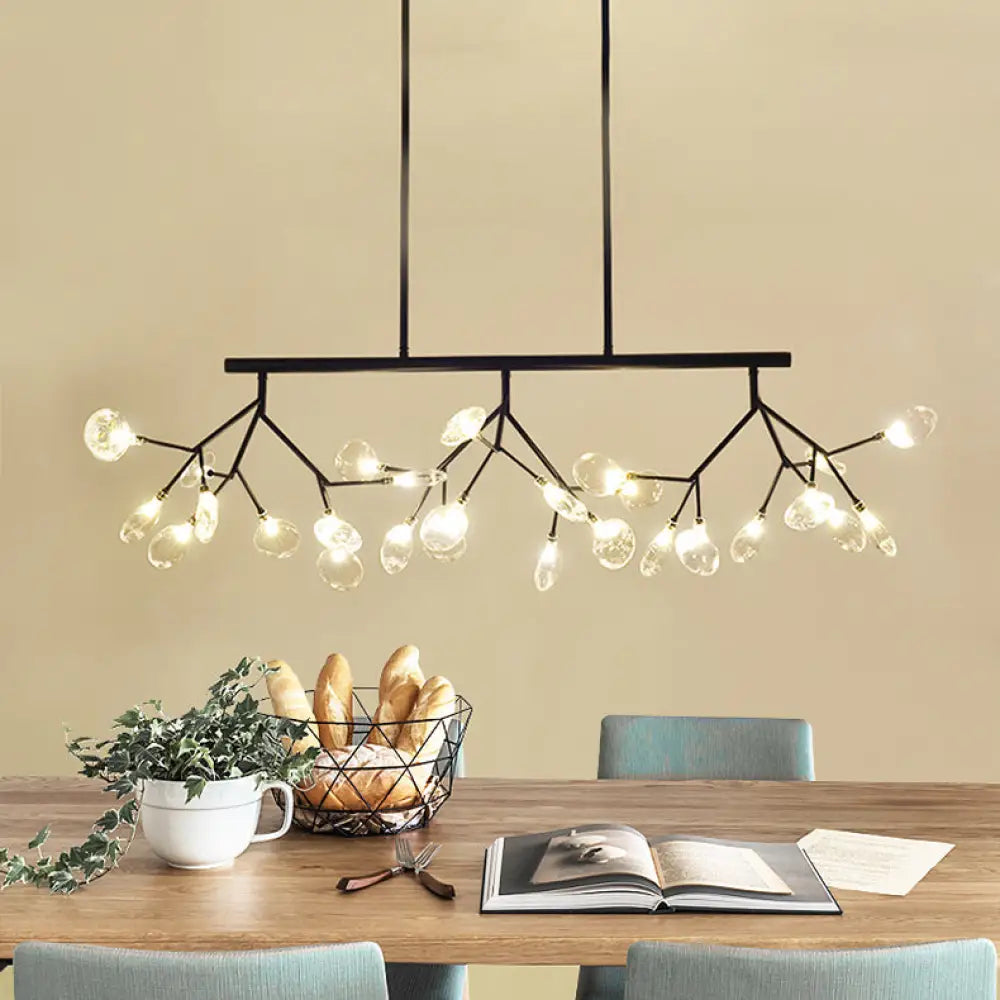 Contemporary 27-Light Gold/Black Branching Island Ceiling Lamp For Dining Room Black