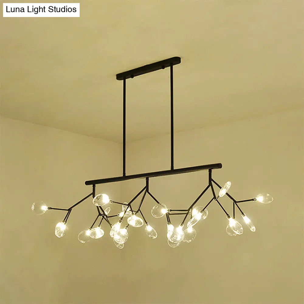 Contemporary 27-Light Gold/Black Branching Island Ceiling Lamp For Dining Room