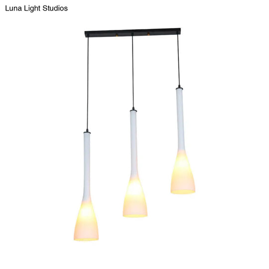 Contemporary Frosted Hanging Lamp: Multi Light Pendant Over Dining Table 3 Bulbs Included