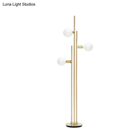 Contemporary 3-Head Gold Metallic Tree Floor Reading Lamp For Living Room Lighting