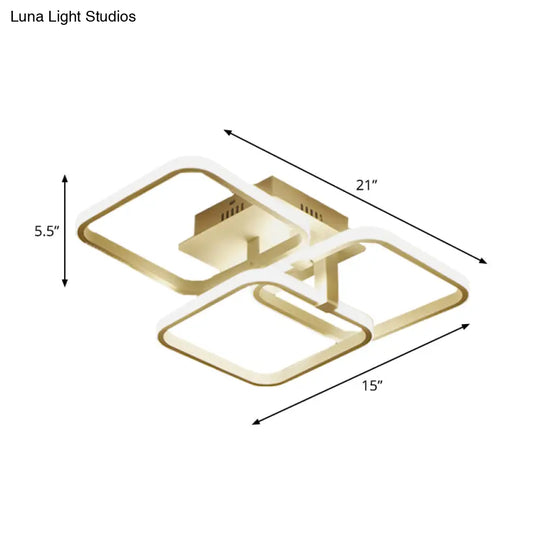 Contemporary 3-Head Semi-Mount Metal Ceiling Light Fixture - White