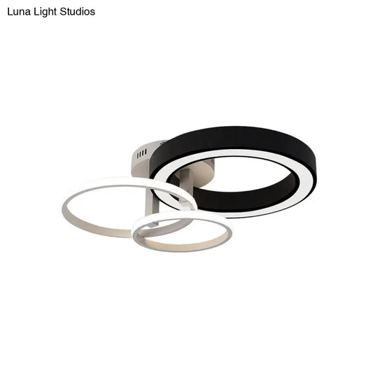 Contemporary 3 - Light Bedroom Flush Mount Light In Black & White Circles Design