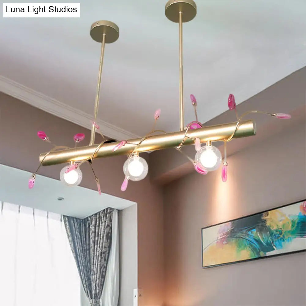 Contemporary 3-Light Ceiling Pendant With Vibrant Colored Glass Shade