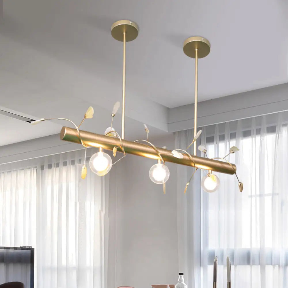 Contemporary 3-Light Ceiling Pendant With Vibrant Colored Glass Shade Gold / B