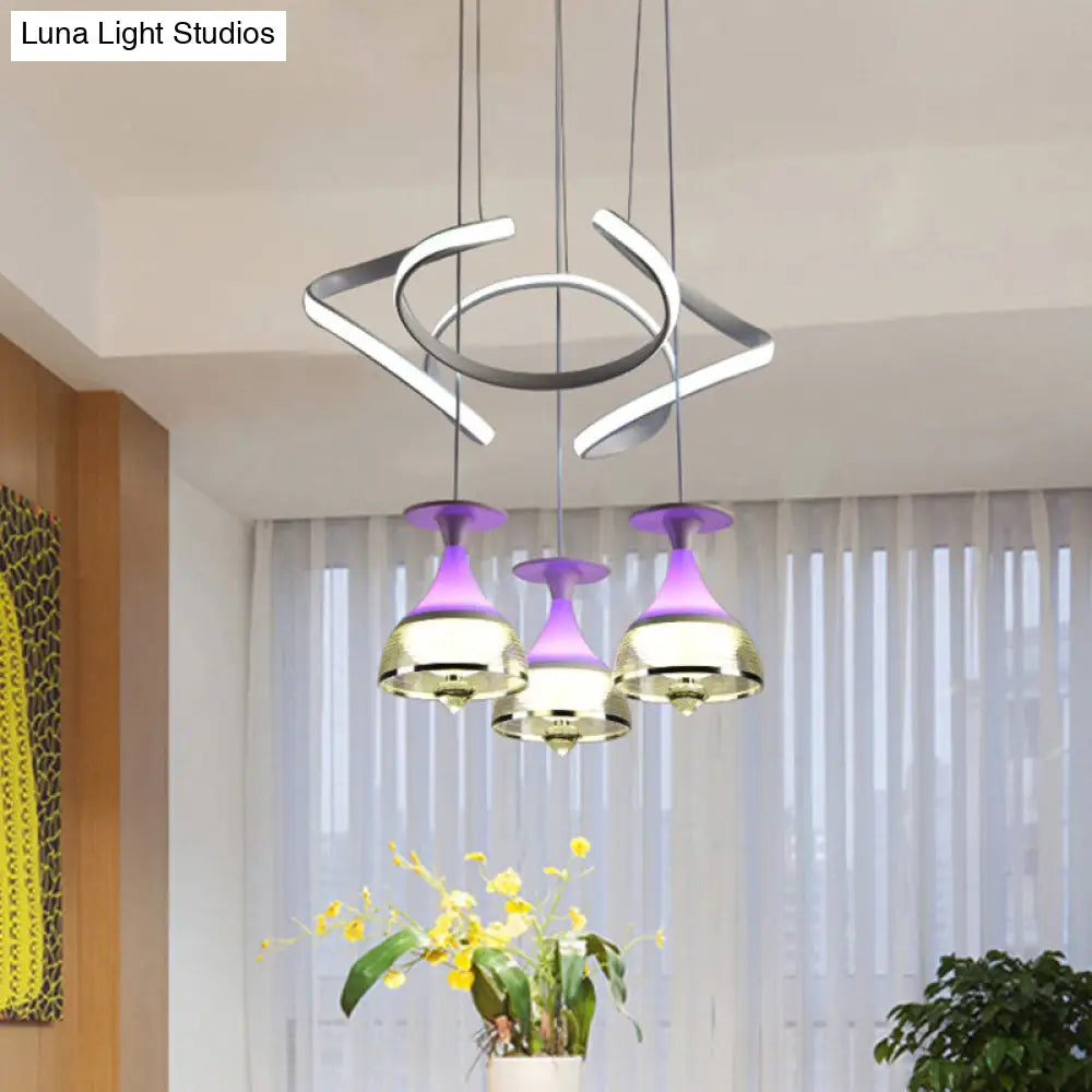 Modern Wine Cup Cluster Pendant With Acrylic Shade - White Waving Hanging Lamp