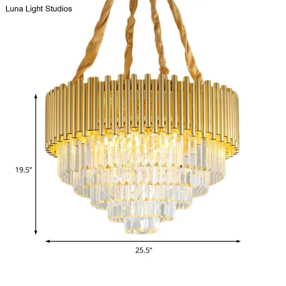 Contemporary 3-Tier Circle Hanging Lamp - Brass Finish