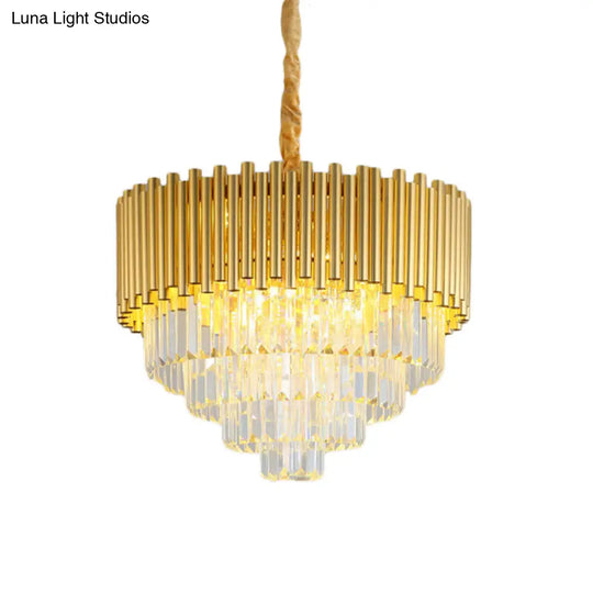 Contemporary 3-Tier Circle Hanging Lamp - Brass Finish