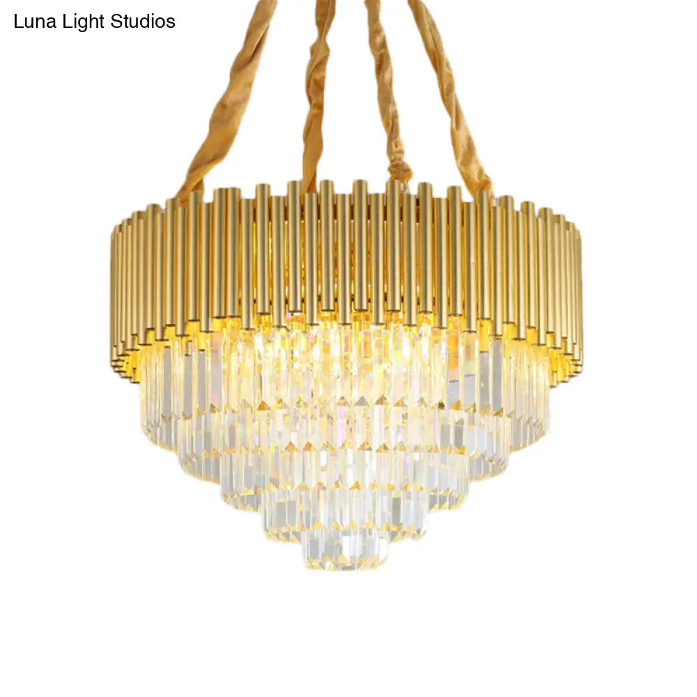 Contemporary 3-Tier Circle Hanging Lamp - Brass Finish