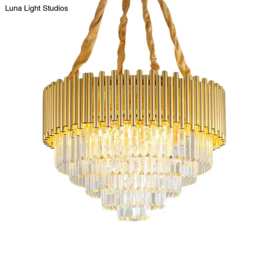 Contemporary 3-Tier Circle Hanging Lamp - Brass Finish