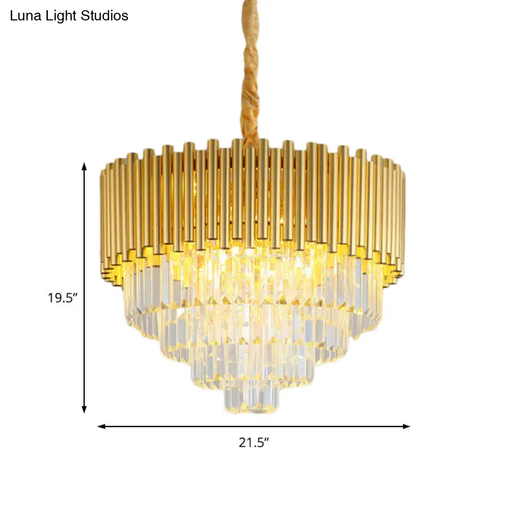 Contemporary 3-Tier Circle Hanging Lamp - Brass Finish