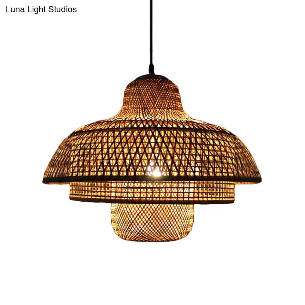 Bamboo 3-Tier Hanging Lamp - Modern Single Head Ceiling Pendant Light For Restaurants