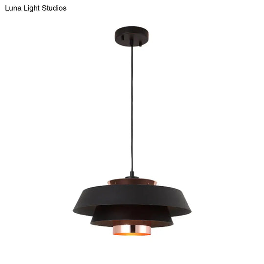 Contemporary 3-Tiered Metal Pendant Ceiling Light With 1 Bulb For Dining Room - Black/White