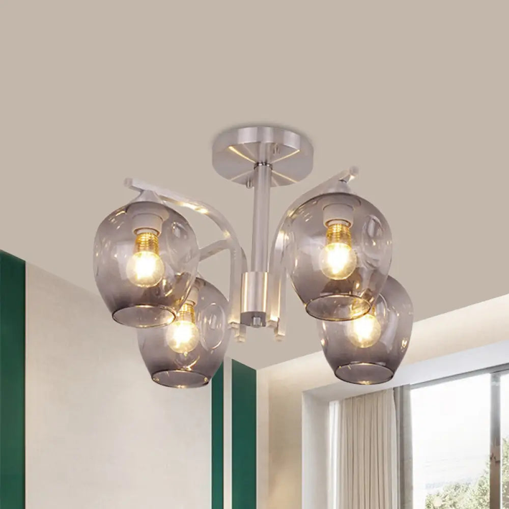 Contemporary 4 - Head Bud Shade Ceiling Light - Perfect For Dining Room Or Bedroom Smoke Gray