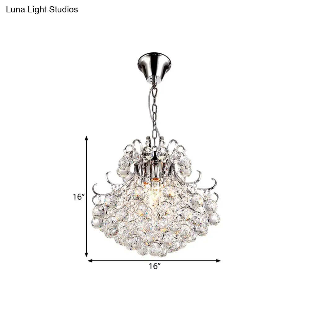 Contemporary 4 Head Clear Crystal Chandelier - Chrome Ceiling Pendant Light For Bedroom