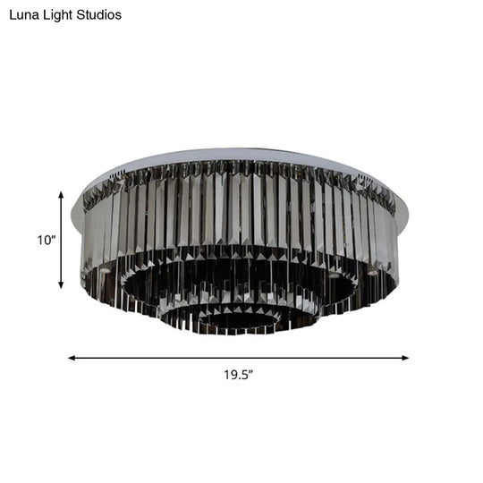 Contemporary 4-Tier Smoke Gray Crystal Flushmount Light - 8/12 Lights Flush Fixture