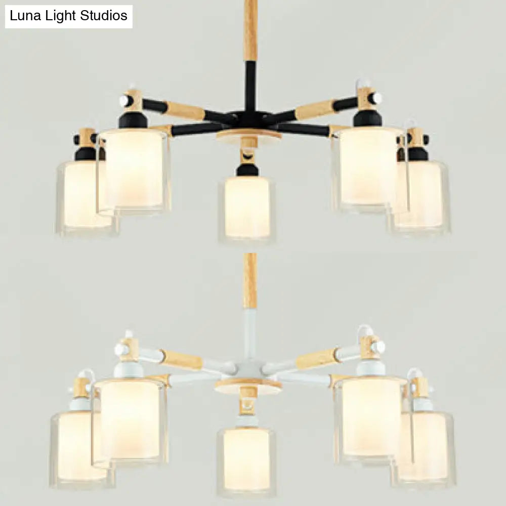 Contemporary 5-Light Glass Pendant Chandelier For Dining Room