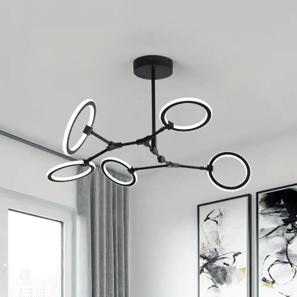 Contemporary 5-Light Metal Pendant Chandelier In Black