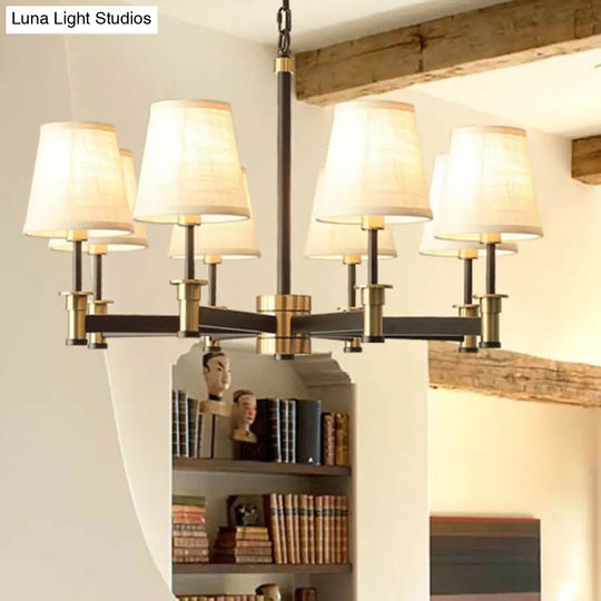 Contemporary Fabric Barrel Pendant Chandelier - 6/8 Lights White Ideal For Living Room