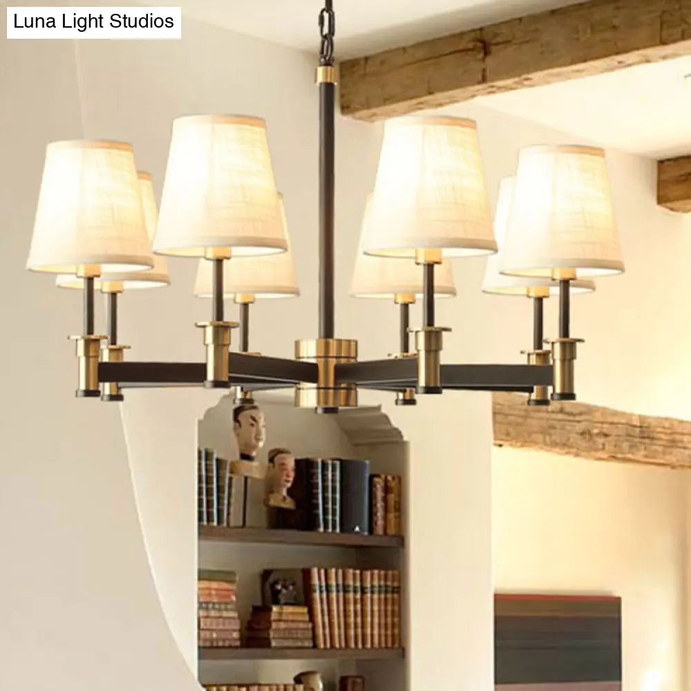 Contemporary 6/8-Light Fabric Barrel Pendant Chandelier - White Hanging Light For Living Room