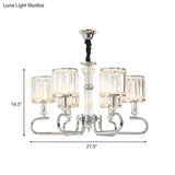 Contemporary 6-Head Clear Crystal Prism Cylinder Chandelier - Bedroom Pendant Light Fixture