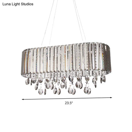 Contemporary 6-Head Living Room Chandelier With Crystal Shade
