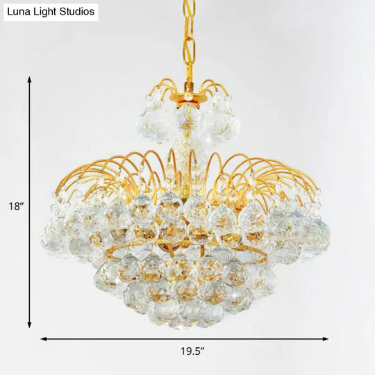 Contemporary 8-Light Chrome/Gold Cascade Chandelier With Crystal Ball Shade 16’/19.5’ Wide