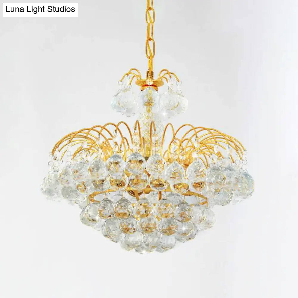 Contemporary 8-Light Chrome/Gold Cascade Chandelier With Crystal Ball Shade 16’/19.5’ Wide