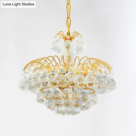 Contemporary 8-Light Chrome/Gold Cascade Chandelier With Crystal Ball Shade 16’/19.5’ Wide