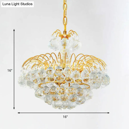 Modern 8-Light Hanging Cascade Chandelier - Chrome/Gold Finish With Crystal Ball Shades 16/19.5 Wide