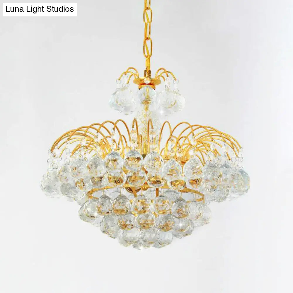 Modern 8-Light Hanging Cascade Chandelier - Chrome/Gold Finish With Crystal Ball Shades 16/19.5 Wide