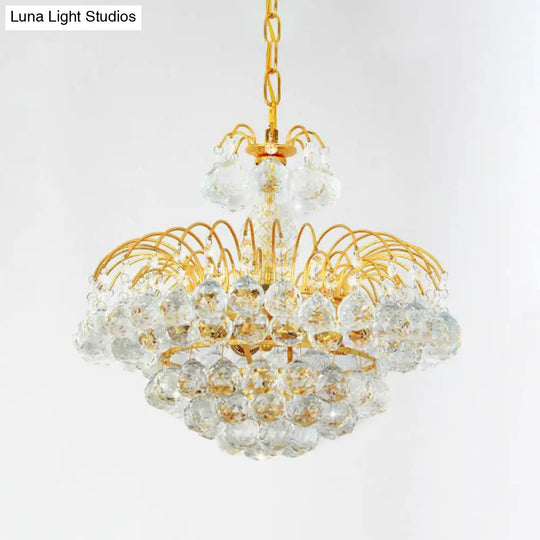 Modern 8-Light Hanging Cascade Chandelier - Chrome/Gold Finish With Crystal Ball Shades 16/19.5 Wide