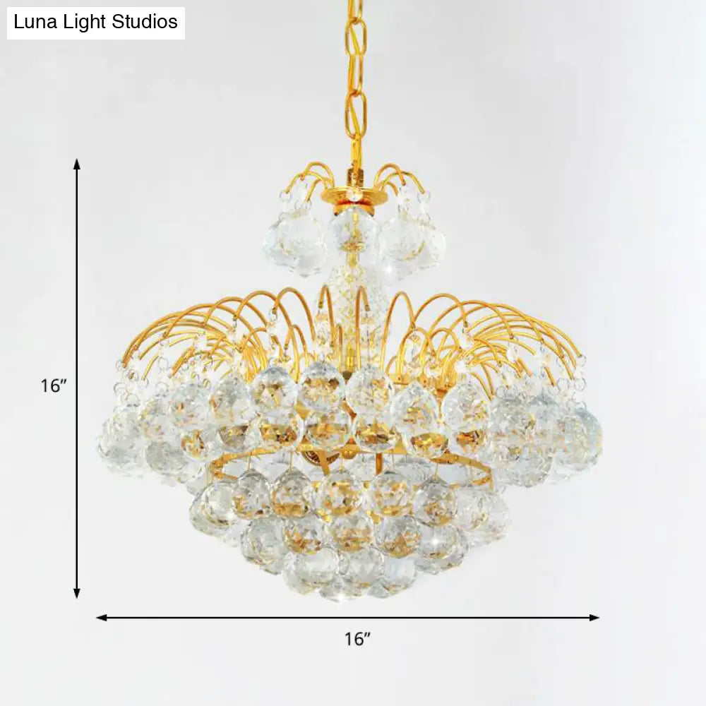 Contemporary 8-Light Chrome/Gold Cascade Chandelier With Crystal Ball Shade 16’/19.5’ Wide