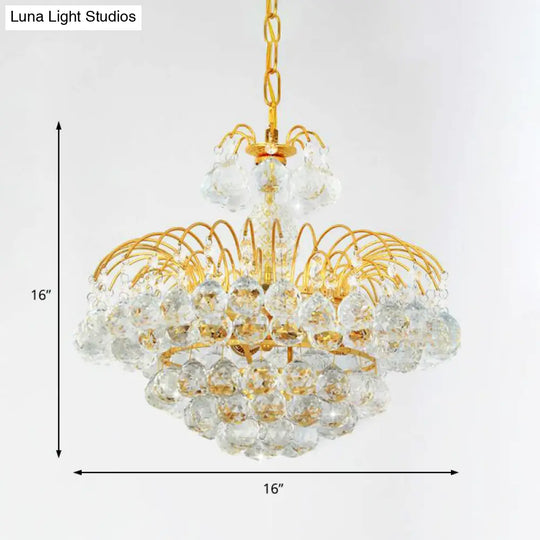 Contemporary 8-Light Chrome/Gold Cascade Chandelier With Crystal Ball Shade 16’/19.5’ Wide