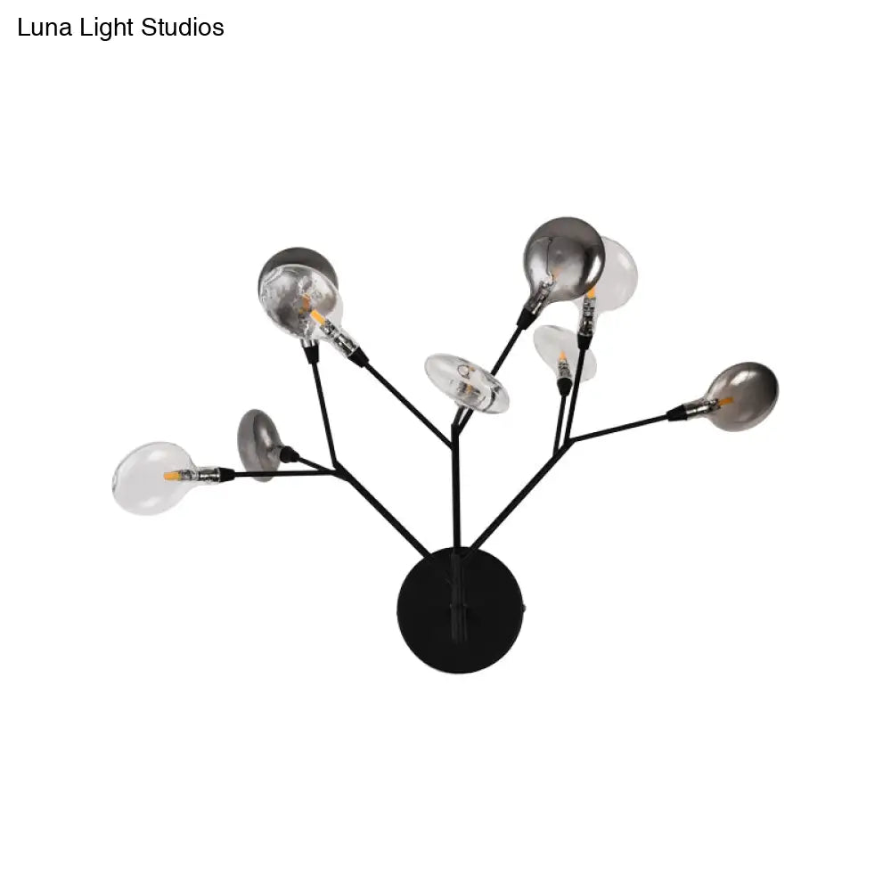 Contemporary 9-Light Led Sconce Lighting - Black Finish Wall Lamp For Living Room