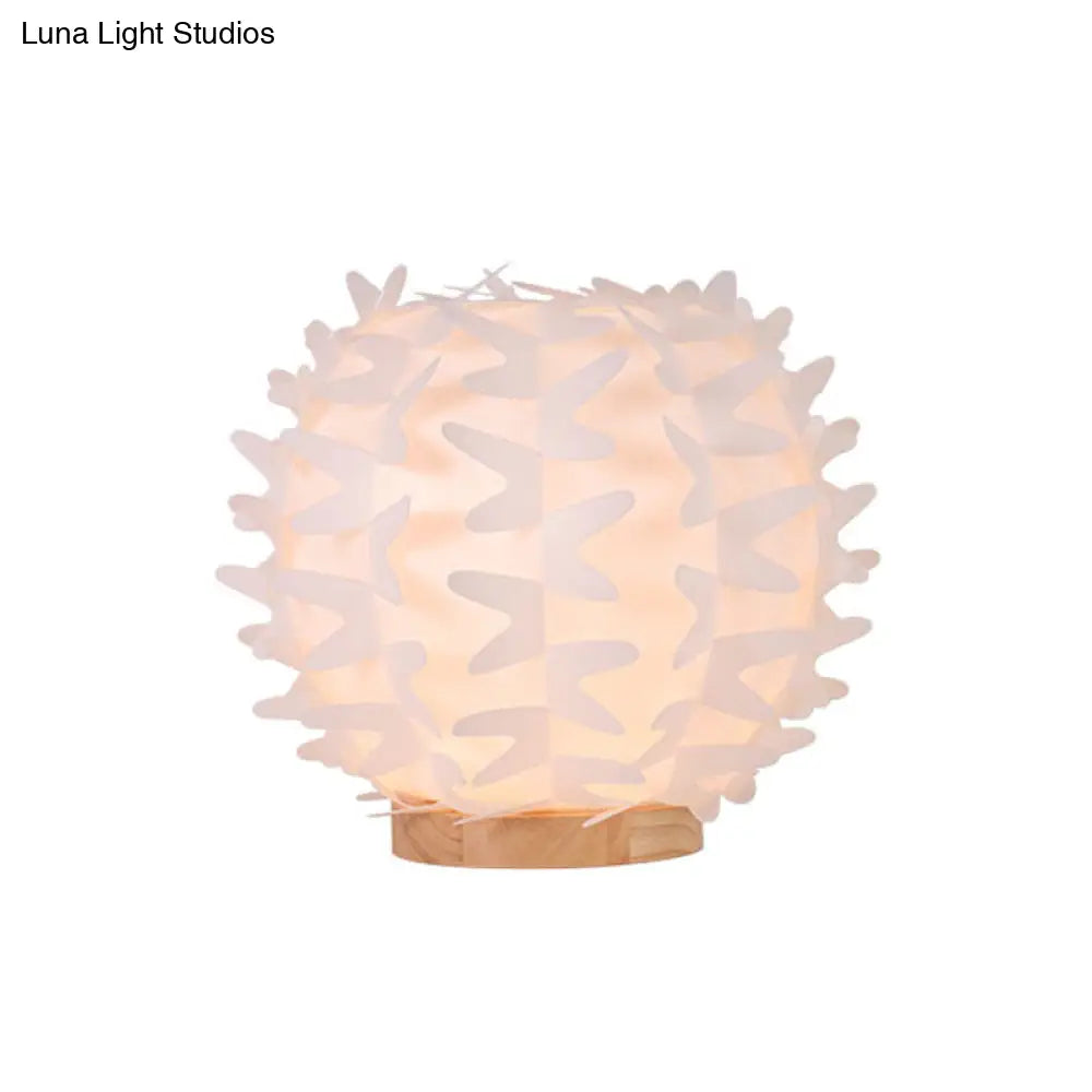 Contemporary Acrylic Ball Nightstand Light: Butterfly Wing Design Led White Table Lamp