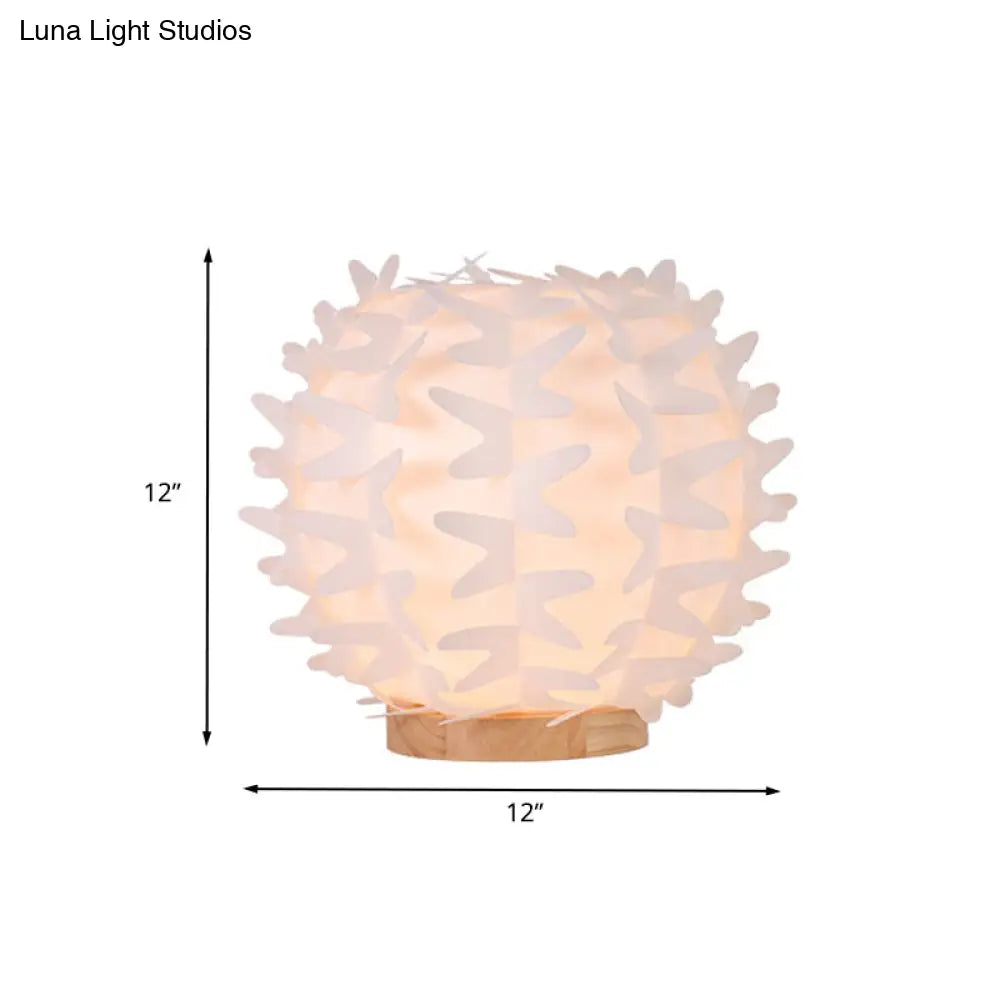 Contemporary Acrylic Ball Nightstand Light: Butterfly Wing Design Led White Table Lamp