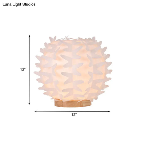Contemporary Acrylic Ball Nightstand Light: Butterfly Wing Design Led White Table Lamp