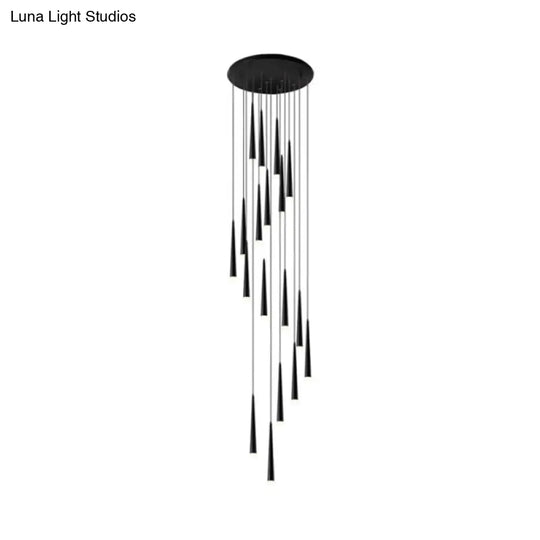 Contemporary Acrylic Black Hanging Lamp: 9/12/18 Lights Multi Light Pendant With Spiral Design For