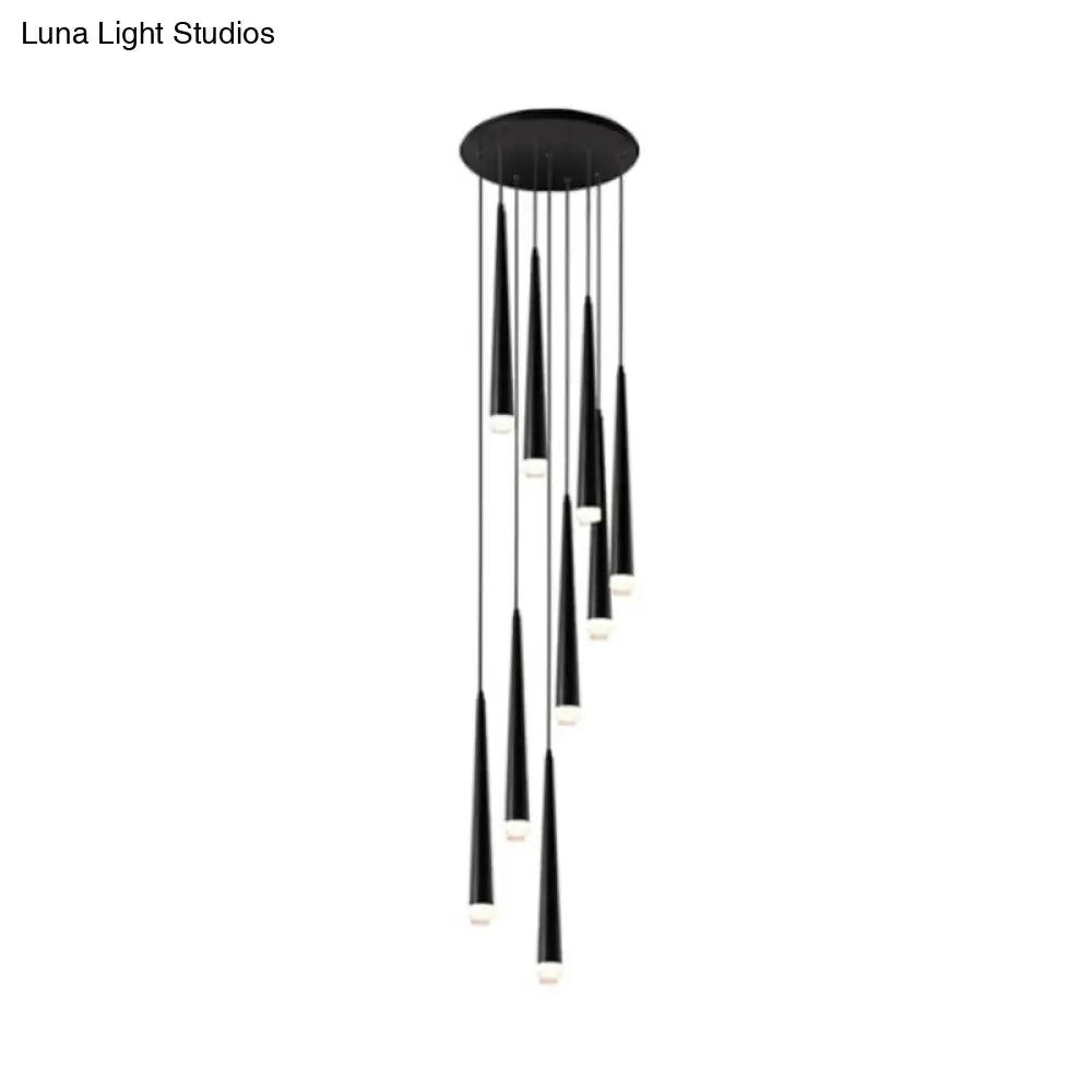 Contemporary Acrylic Black Hanging Lamp: 9/12/18 Lights Multi Light Pendant With Spiral Design For