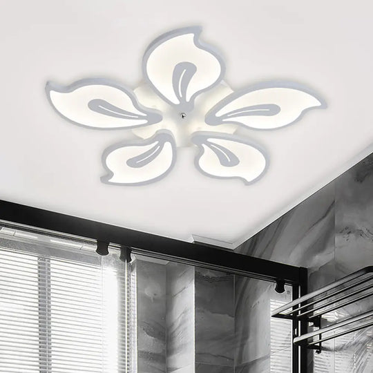 Contemporary Acrylic Blossom Ceiling Flush Light With White Semi Mount - 5/9 Heads