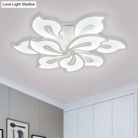 Contemporary Acrylic Blossom Ceiling Flush Light With White Semi Mount - 5/9 Heads