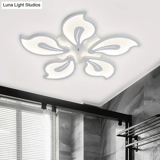 Contemporary Acrylic Blossom Ceiling Flush Light With White Semi Mount - 5/9 Heads