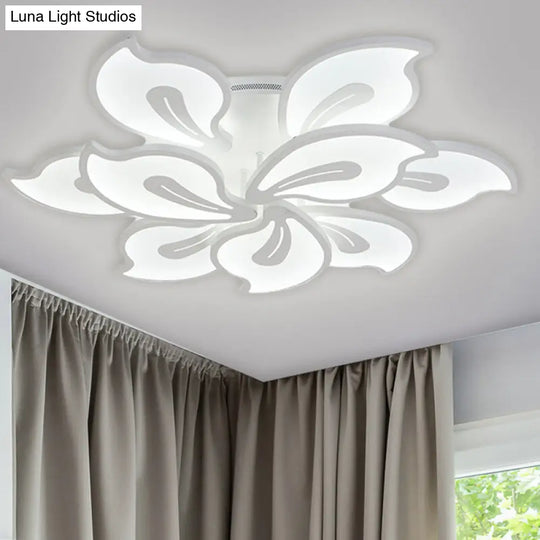 Contemporary Acrylic Blossom Ceiling Flush Light With White Semi Mount - 5/9 Heads