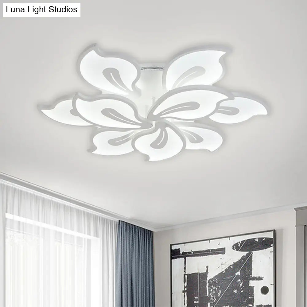 Contemporary Acrylic Blossom Ceiling Flush Light With White Semi Mount - 5/9 Heads