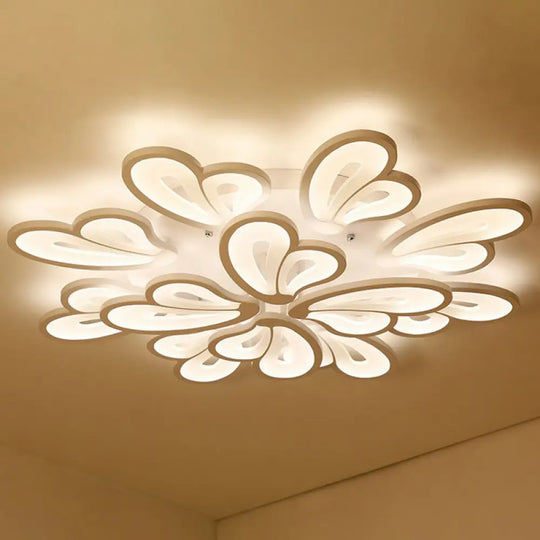 Contemporary Acrylic Butterfly Flush Mount Led Ceiling Light In White 12 / Warm