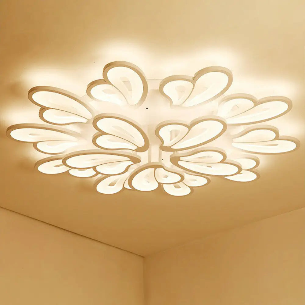 Contemporary Acrylic Butterfly Flush Mount Led Ceiling Light In White 15 / Warm
