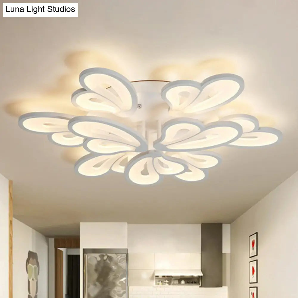 Contemporary Acrylic Butterfly Flush Mount Led Ceiling Light In White